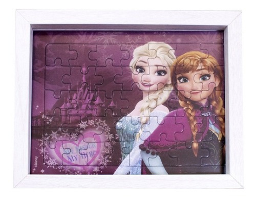 Porta Retrato Quebra Cabeça Anna & Elsa Frozen 15x19cm Disne