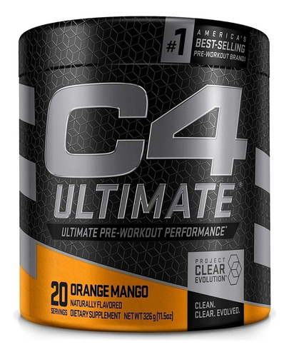 C4 Ultimate Pre-entrenamiento Naranja Mango 326 Gr