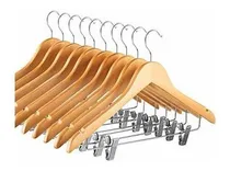 Comprar Ganchos Ropa Madera Con Pinzas Para Pantalón Shorts Docena