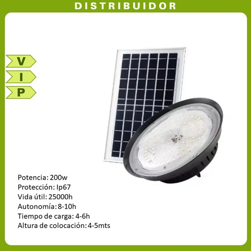 Lampara Campana Led Ufo Con Panel Solar 200w Ip67