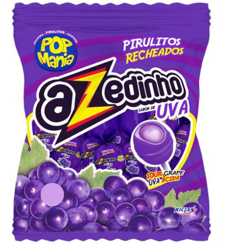 Pirulito Azedinho Sabor Uva  Pop Mania -  600g Com 50 Unidad