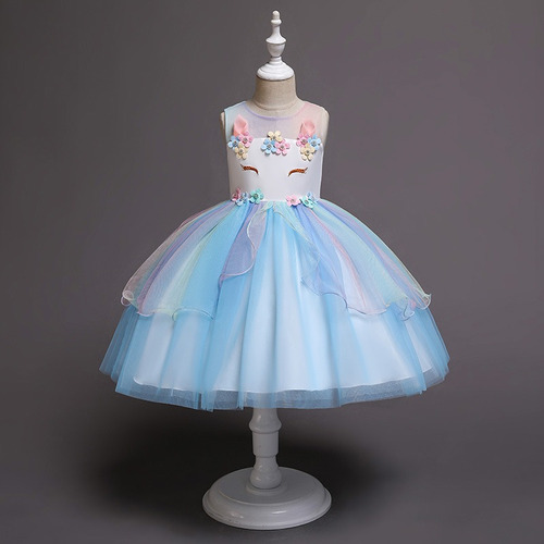 Vestido De Princesa De Fiesta Elegantes Niñas De Unicornio