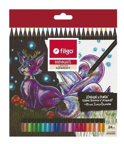 Lapiz Lapices Filgo Black & White Supersoft X 24 Color Largo