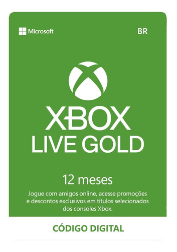 Xbox Live Gold 12 Meses Br Xbox 360 Xbox One Envio 10 Min