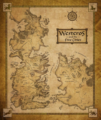 Mapa Game Of Thrones Westeros 55cmx65cm Poster Plastificado