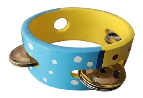 Pandero 5 Pulgadas De Colores Diseño Infantil De Madera
