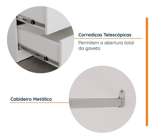 Guarda Roupa Modulado 2 Portas Com Cabideiro E 2 Gavetas
