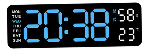 Reloj De Pared Led Reloj Despertador Azul Claro Negro