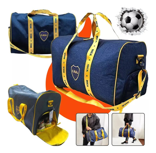 Bolso Deportivo Boca Juniors Con Bolsillo Interno Y Correa 