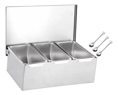 Caja De Condimentos De Acero Inoxidable, 3 Rejillas Para