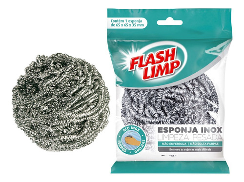 Esponja Aço Inox Flash Limp Limpeza Pesada Ea1409 Não Enferr