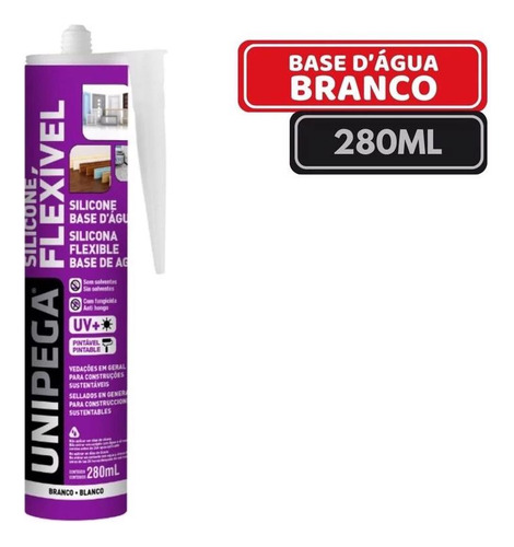 3 Adesivo Base Água Branco Cartucho 280ml Vedação Interna
