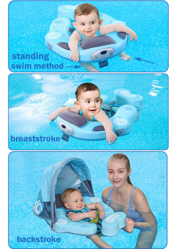 Flotador Mambobaby Para Bebé Natación Sin Inflar Con Toldo Y