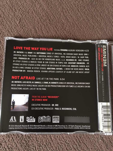 Cd Single Rihanna Eminem Love The Way You Lie (Usado)