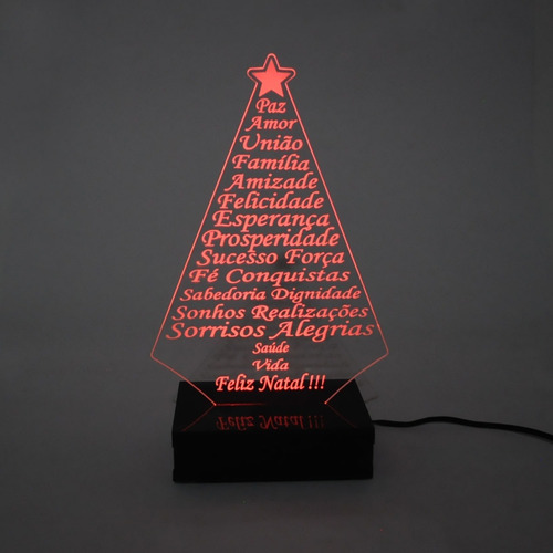 Luminária Árvore De Natal Mensagens Positivas Led Vermelho | Parcelamento sem juros Luminária Árvore De Natal Mensagens Positivas Led Vermelho | Parcelamento sem juros