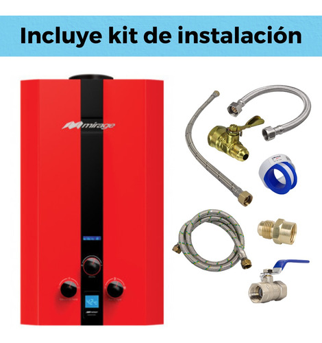 Calentador Paso 10lt Rojo Gas Nat Incluye Kit De Instalación