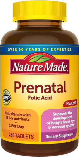 Suplemento Prenatal Con Ácido Fólico Nature Made 250 Tableta