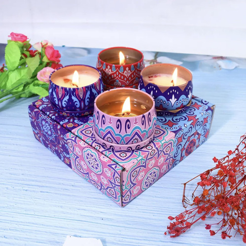 Juego De 4 Velas Perfumadas De Aromaterapia Para Mujer, Hech