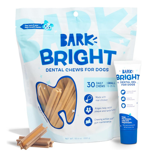 Kit Dental Bark Bright Original Dog Con 30 Masticables Para