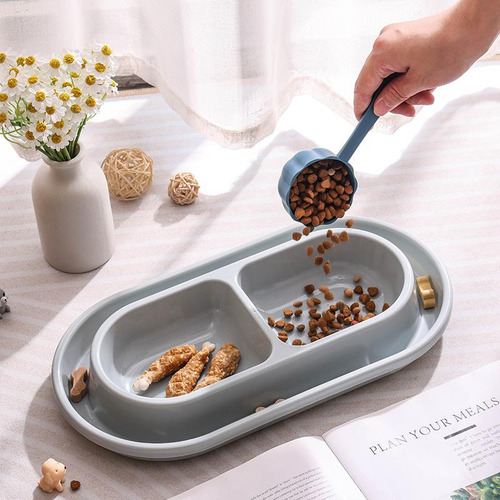 Juego De Tazones De Comida Y Agua, Platos De S Gris