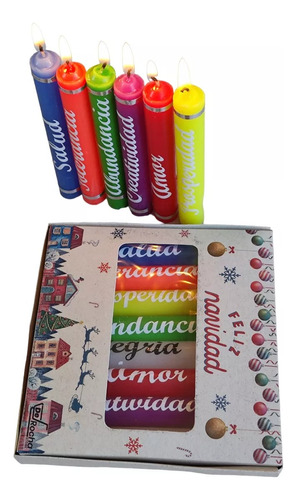 Caja Velitas Velas Navideñas Personalizadas Deseos X5 Unid