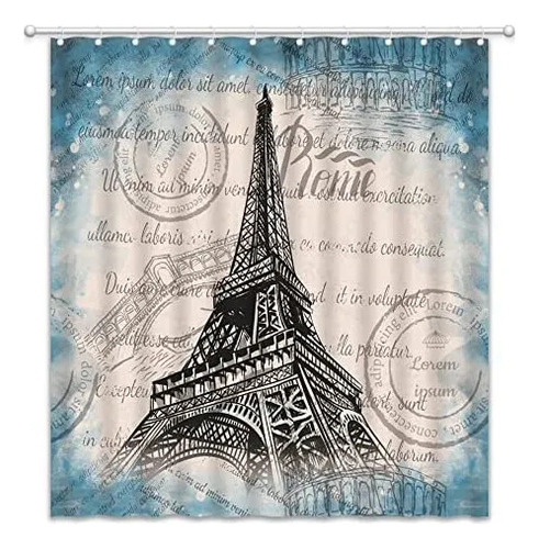 Cortina De Ducha V Vintage Paris Retro Torre Eiffel