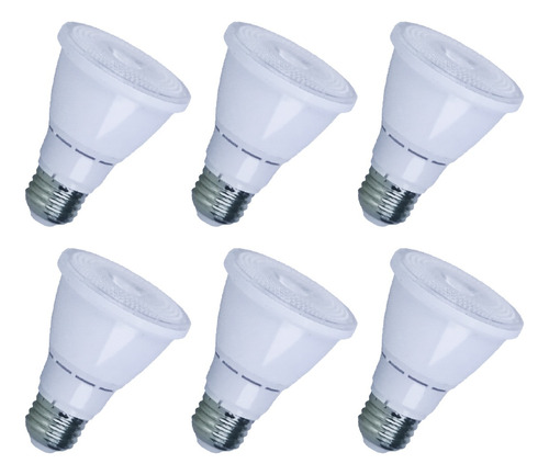 6 Focos Atenuables Led Spot Par20 7w  Luz Cálida 3000k 