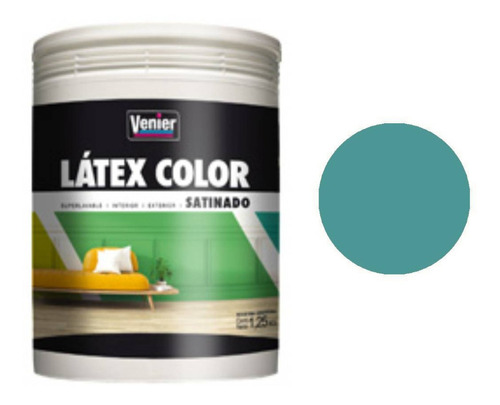 Latex Color Satinado 1k Venier Color Turquesa Libertador