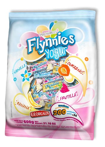 Caramelo Masticable Georgalos Flynnies Yogur X 600g