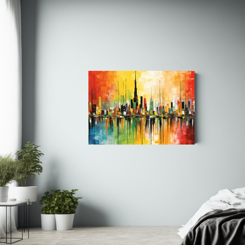 75x50cm Impactante Cuadro Bandera Uae Bastidor Madera Modern