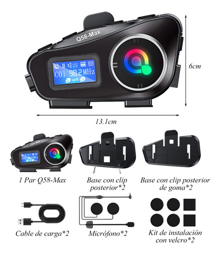 Par De Intercomunicadores Para Cascos De Moto Con Bluetooth