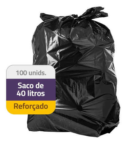 Saco De Lixo 40 Litros Reforçado 100 Unidades