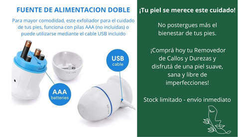Removedor De Callos Exfoliador Pies Manos Eléctrico Carg Usb