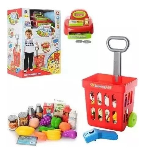 Caja Registradora Mini Carrito De Supermercado Juegos Niños