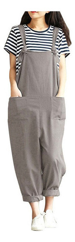 Pantalones Holgados Una Pieza Con Pechera Ancha Jumper Dama