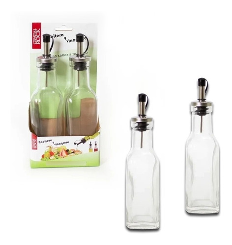 Set Aceitera Vinagrera Vidrio Con Pico 200ml Pettish Online