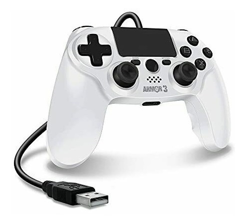 Imagen 3 de 4 de Control Con Cable Hyperkin Armor3 Blanco Para Play Station 4