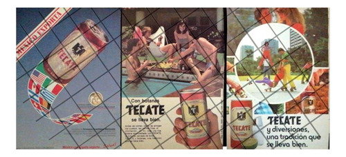 3 Mini Carteles Retro, Cerveza Tecate 1970s /193