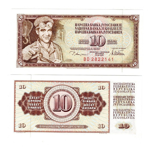 Yugoslavia - Billete 10 Dinara 1978 - Unc