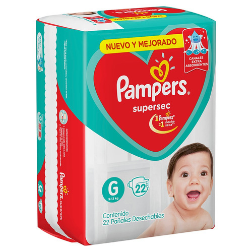 Imagen 3 de 3 de Pañales Pampers Supersec G 22 u