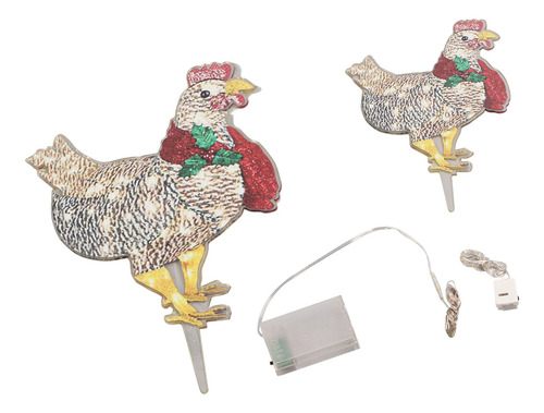 Adornos Navideños De Pollo, 2 Piezas, Bufanda Iluminada, Acr