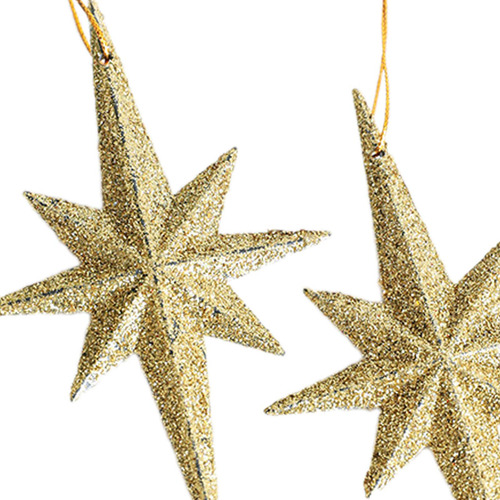 2 Colgantes De Estrellas Con Purpurina Para Navidad,