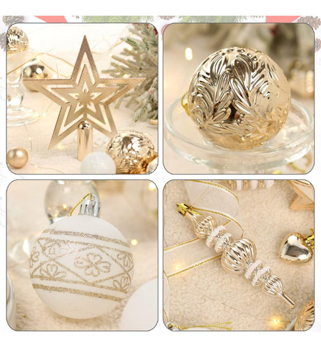 Paquete 78 Adornos Bolas Inastillables Árbol Navidad Blanco