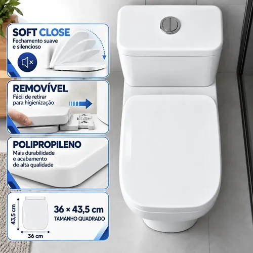 Assento Sanitário Compatível Quadra Deca Lirio Soft Close Branco