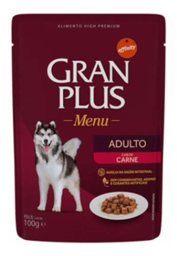 Pack 12 Gran Plus Sachet 100g Perros Carne / Catdogshop