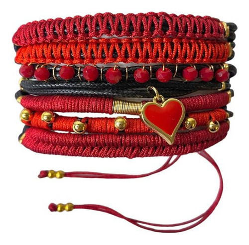 Brazalete De Vueltas Corazón Rojo