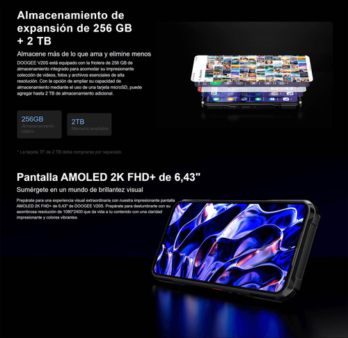Doogee V20s - Resiste Golpes Agua, Amoled, Visión Nocturna
