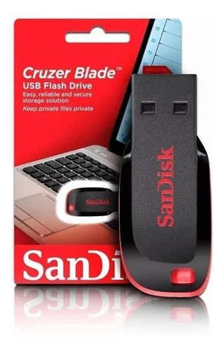 Imagen 3 de 3 de Pendrive Sandisk Cruzer Blade 32gb 2.0 Negro Y Rojo