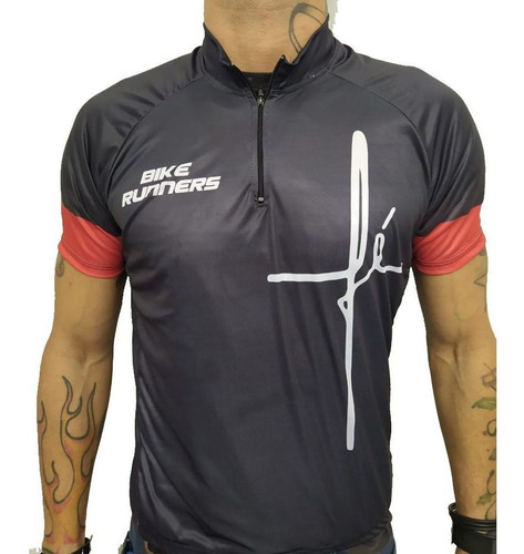 Camisa Ciclismo Bike Runners Fe Preta Jesus Cristo Premium