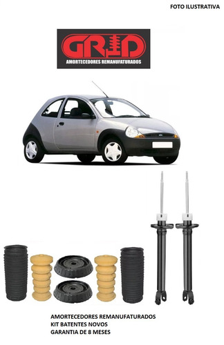 2 Amortecedor + 2 Kit Batente Ford Ka 1998 1999 Traseiro